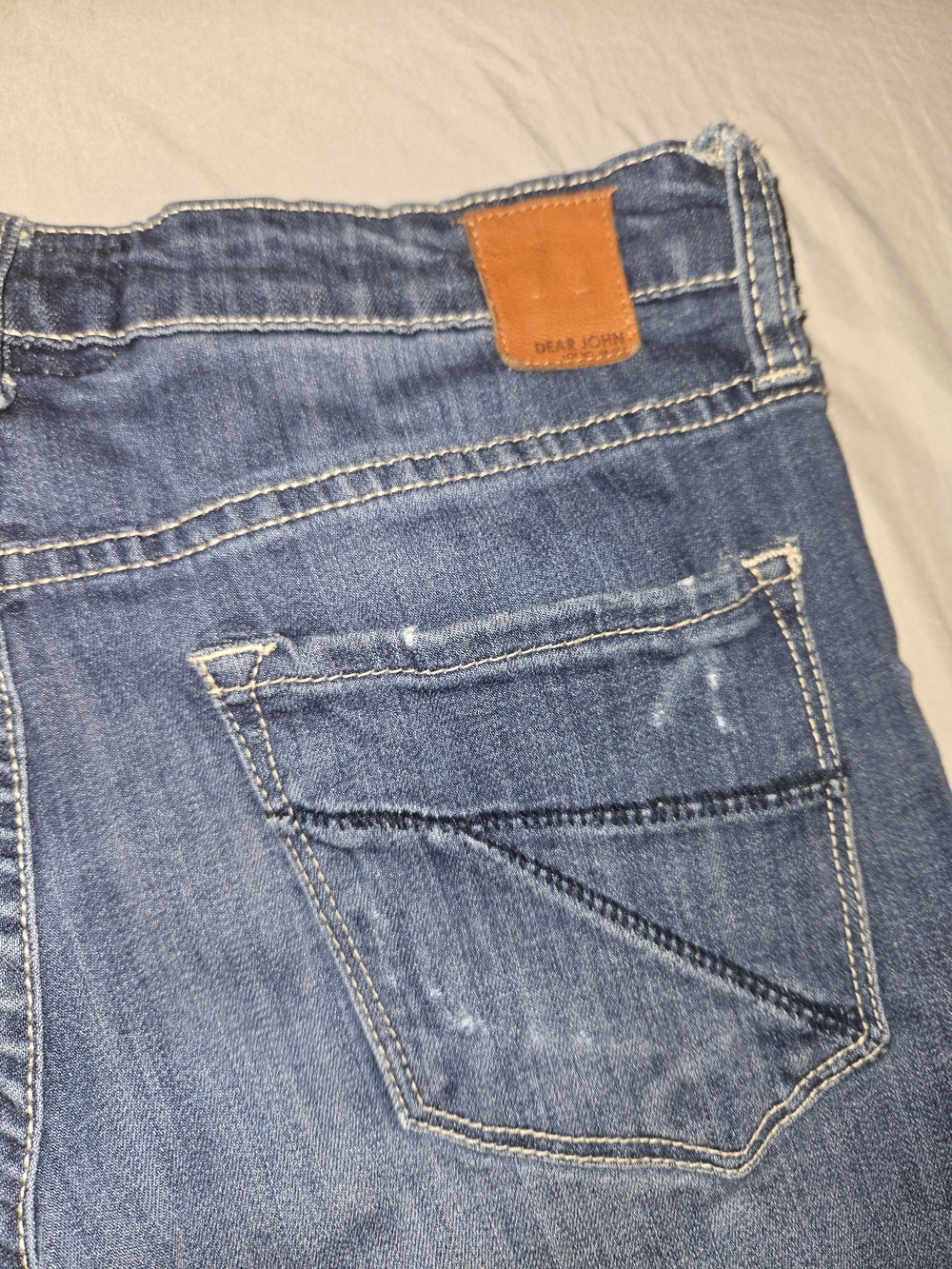 Dear John Blue Skinny Denim Jeans with Leather Patch